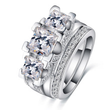 Белое золото бриллиант обручальные кольца ювелирные изделия наборы (CRI0513-Б)